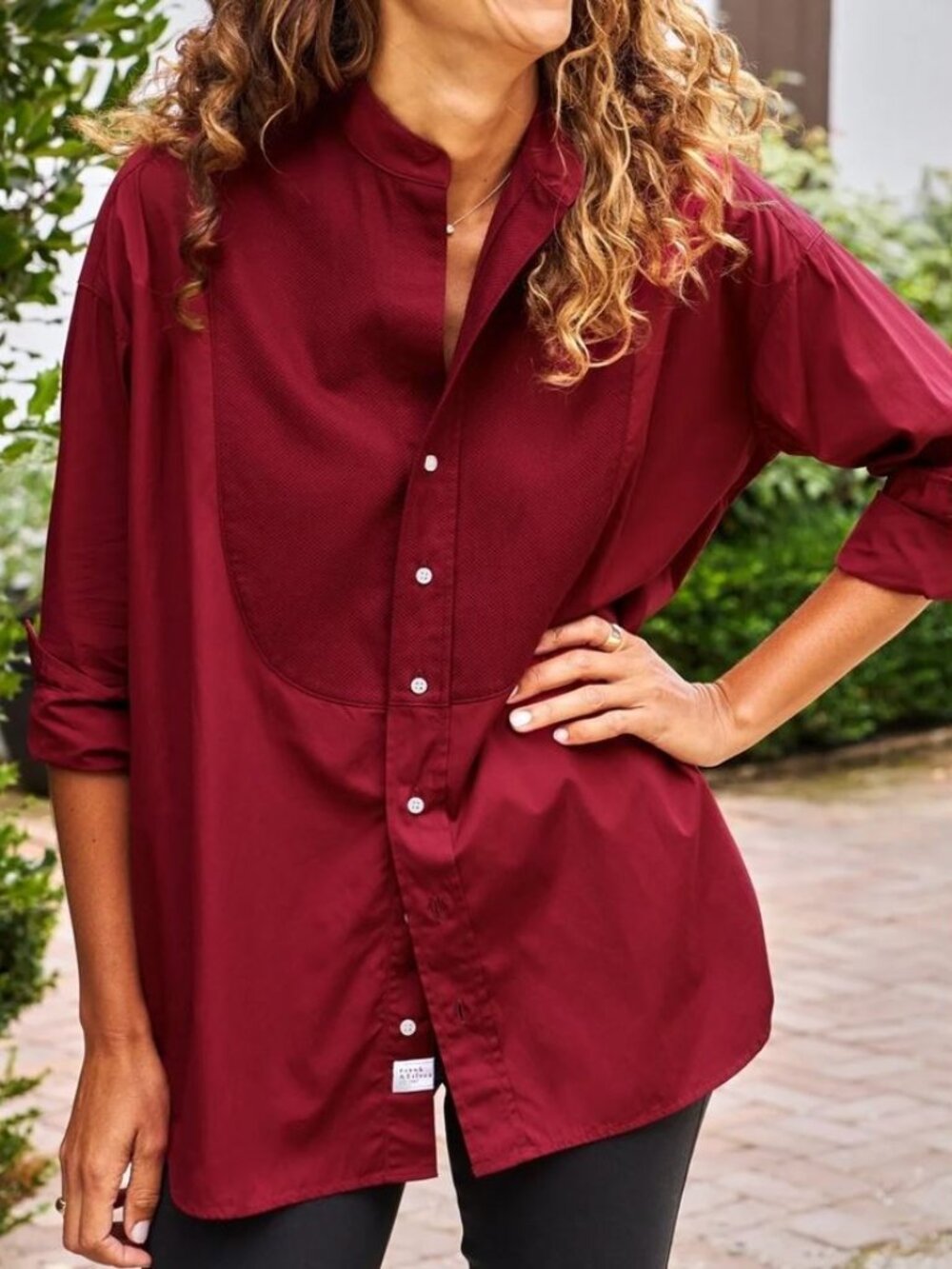 Frank & Eileen Maroon Relaxed tuxedo Button-Down Shirt S